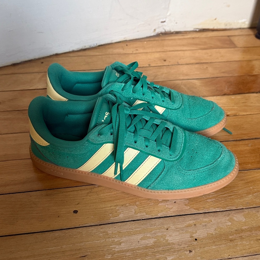 Adidas Green and Yellow Court Cloudfoam Sneakers